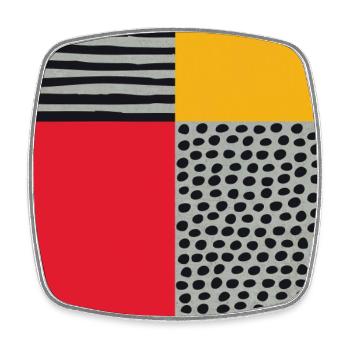 Scandi Art: Abstrakte Geometrie in Rot-Orange - Viereckiger Kühlschrankmagnet - Weiß - Vorne