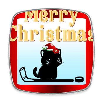Hockey pour chats de Noël - Magnet carré - blanc - Devant