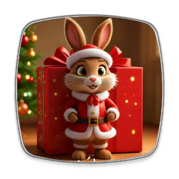 Christmas bunny in Santa outfit - Square fridge magnet - white - Front
