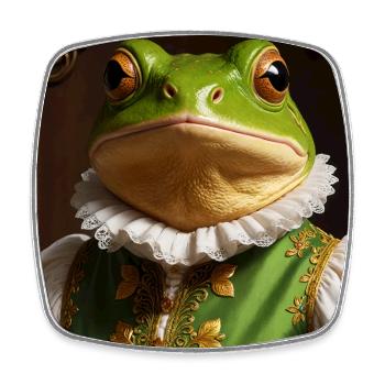 Der Renaissance Frosch – Königliche Amphibien - Viereckiger Kühlschrankmagnet - Weiß - Vorne