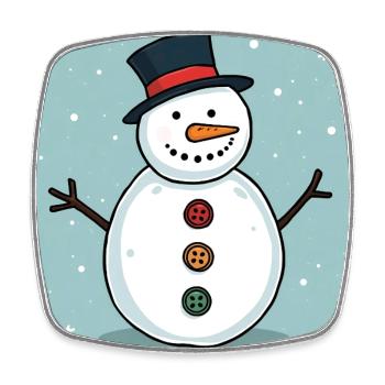 Bonhomme de neige coloré boutonné - Magnet carré - blanc - Devant