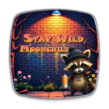 Urban Raccoon Moonchild Graffiti - Square fridge magnet - white - Front