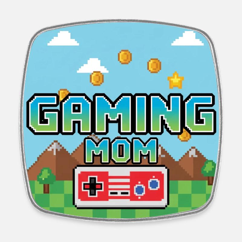 Gaming Mom - Square fridge magnet - white