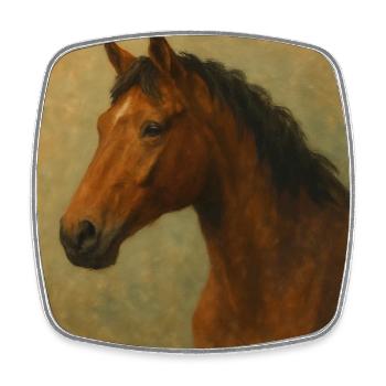 Horse Portrait in Oil Painting - Square fridge magnet - white - Front