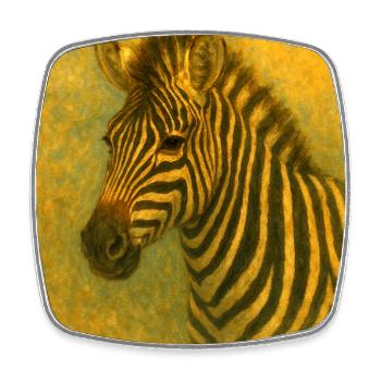 Zebra in golden tones - Square fridge magnet - white - Front