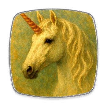 Heiß gemalt Einhornporträt - Viereckiger Kühlschrankmagnet - Weiß - Vorne