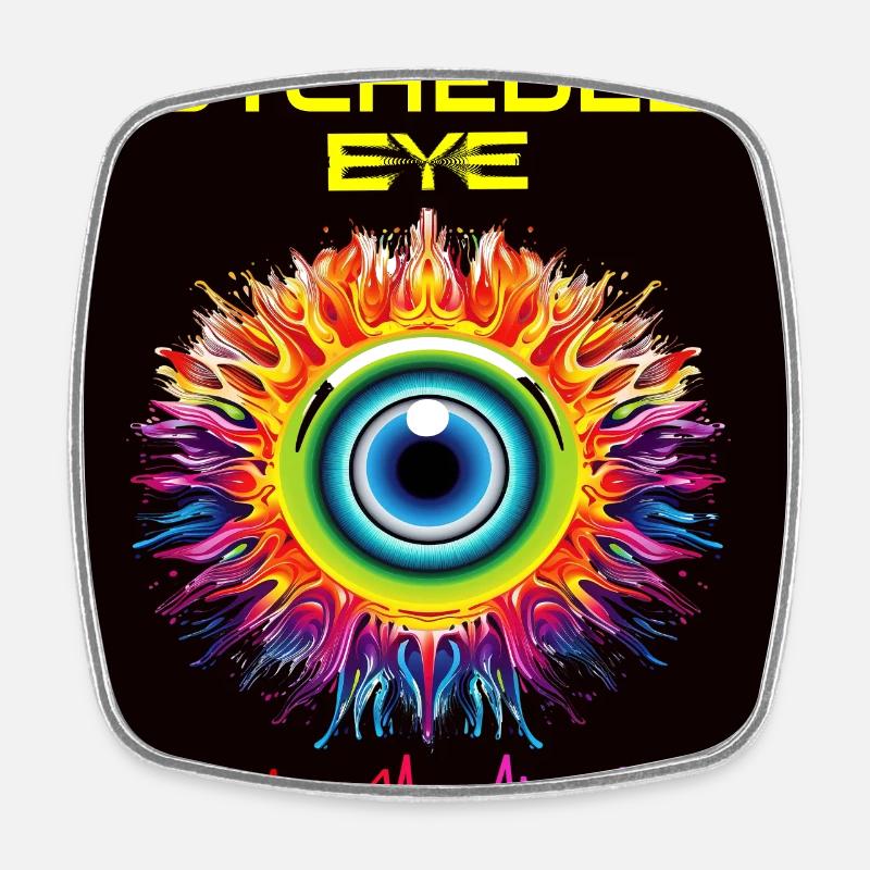 Psychedelic Eye Fire - Square fridge magnet - white