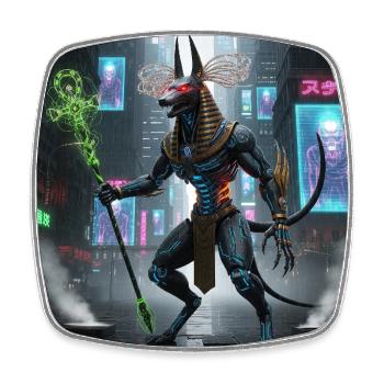 Anubis mécano en néon urbain - Magnet carré - blanc - Devant