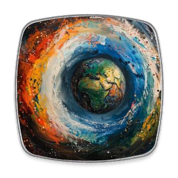 Earth's world in a swirl of colour - Square fridge magnet - white - Front