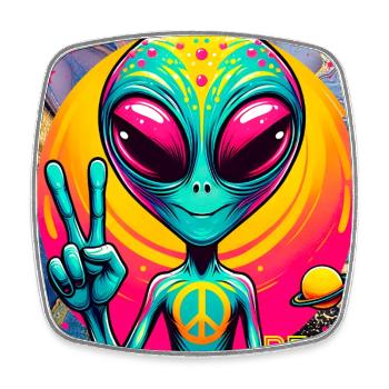 Trippy Alien - Viereckiger Kühlschrankmagnet - Weiß - Vorne