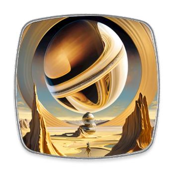 Primeval surreal orbital world - Square fridge magnet - white - Front