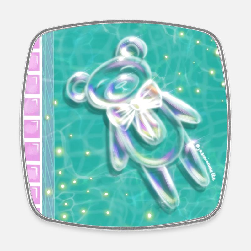 Ourson Bulle Propre - Magnet carré - blanc
