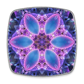 Neon-Lotus Kaleidoskop - Viereckiger Kühlschrankmagnet - Weiß - Vorne