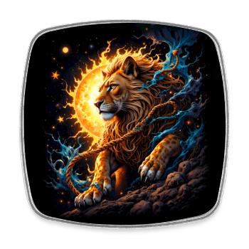 Solar Lion with Moons and Bursts - Square fridge magnet - white - Front