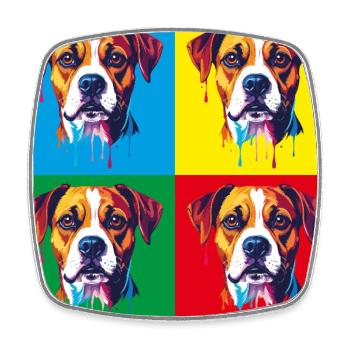 Pop-Art Hund Vierfarbig - Viereckiger Kühlschrankmagnet - Weiß - Vorne