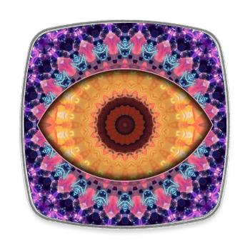 Kaleidoscopic eye mandala - Square fridge magnet - white - Front