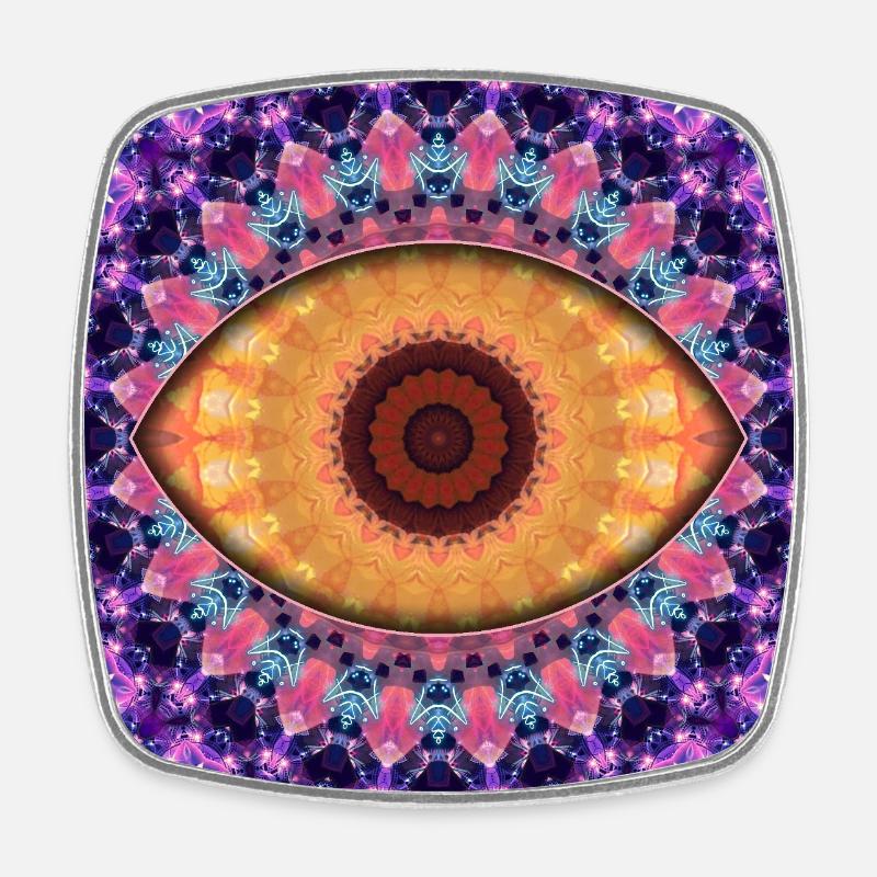 Kaleidoscopic eye mandala - Square fridge magnet - white