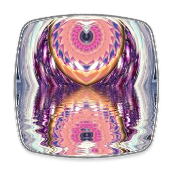 Kreismandala Reflexion in Neonfarben - Viereckiger Kühlschrankmagnet - Weiß - Vorne