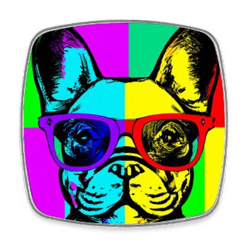 Pop Art Pup  - Square fridge magnet - white - Front