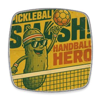 Pickleball Smash Handball Cartoon Hero Concombre - Magnet carré - blanc - Devant