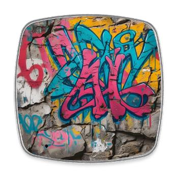 Bunte Graffiti auf Steinwand - Viereckiger Kühlschrankmagnet - Weiß - Vorne