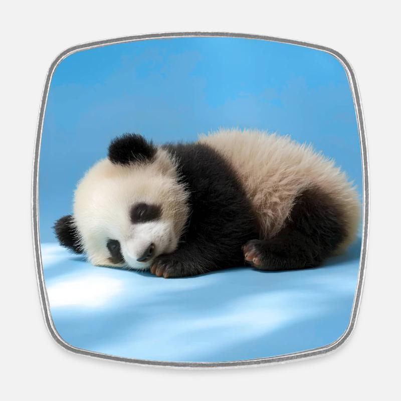Panda bleu endormi - Magnet carré - blanc
