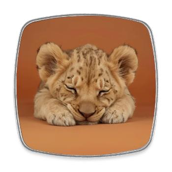 Sleeping cheetah cub - Square fridge magnet - white - Front