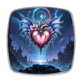Winged Heart in Cosmos - Square fridge magnet - white - Front