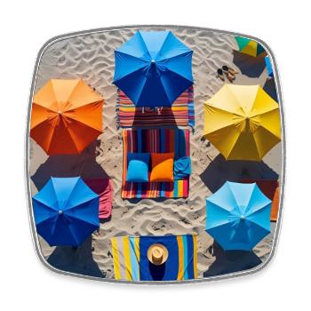 Colorful retreat on the beach - Square fridge magnet - white - Front