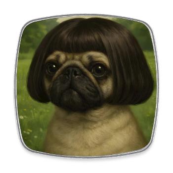 Chien au carréHairstyle à la campagne - Magnet carré - blanc - Devant