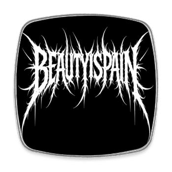BeautyPain gezacktes Schwarzmetall-Logo - Viereckiger Kühlschrankmagnet - Weiß - Vorne