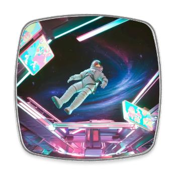 Weltraum Arcadischer Raumanzug - Neon - Viereckiger Kühlschrankmagnet - Weiß - Vorne