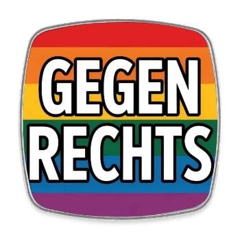 Gegen Rechts - Antifa Regenbogen Tee - Viereckiger Kühlschrankmagnet - Weiß - Vorne