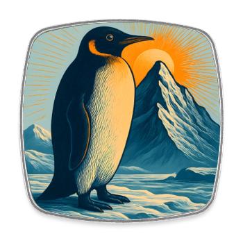 Polar beach penguin at sunrise - Square fridge magnet - white - Front