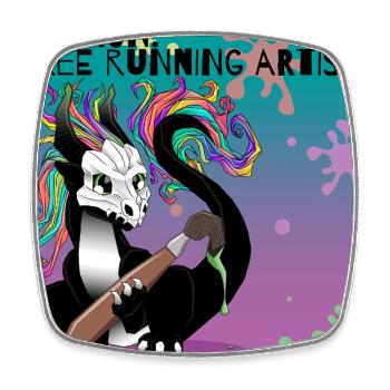 Attention : Artiste freelance running - Magnet carré - blanc - Devant