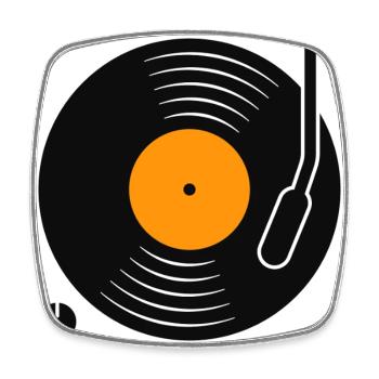 Retro-Vinyl-Album auf dem Plattenspieler - Viereckiger Kühlschrankmagnet - Weiß - Vorne