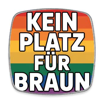Kein Platz für Braun - Antifa Tee - Viereckiger Kühlschrankmagnet - Weiß - Vorne