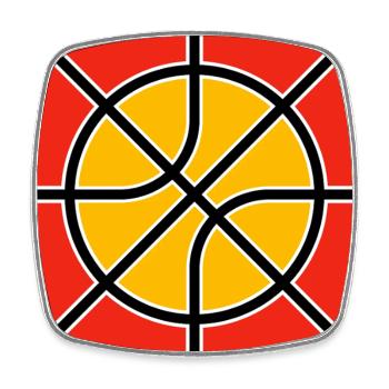 Emblème rétro du basket-ball - Magnet carré - blanc - Devant