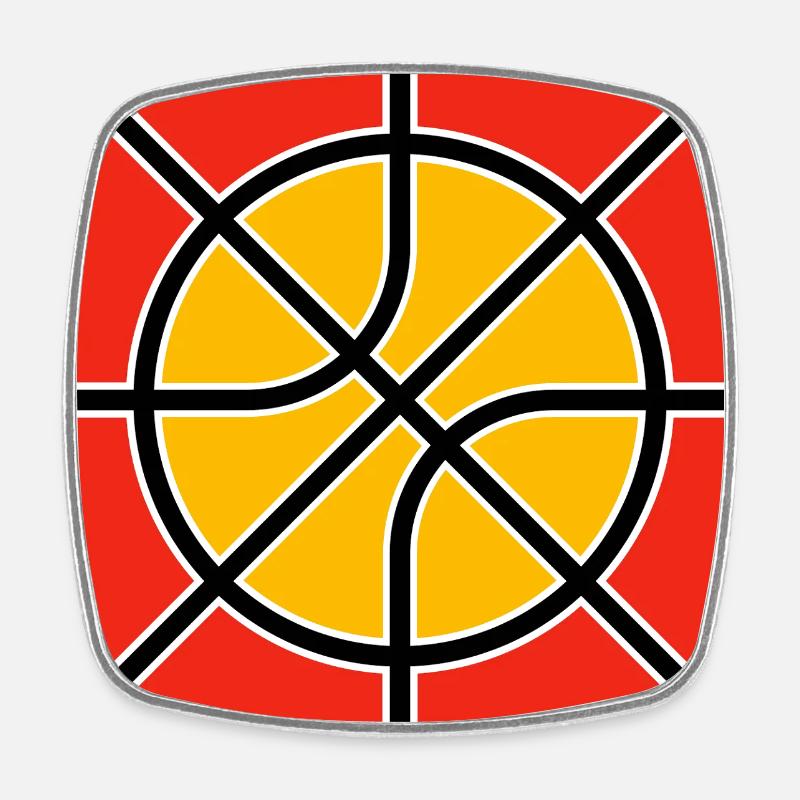 Retro Basketball Emblem - Square fridge magnet - white
