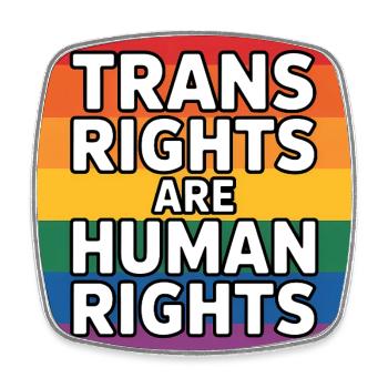 Les droits trans sont des droits humains - T-shirt Pride - Magnet carré - blanc - Devant