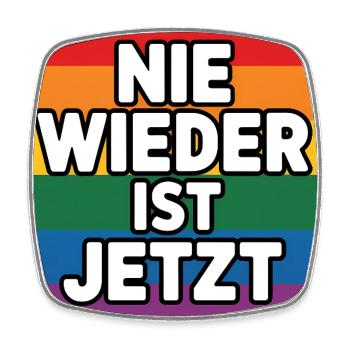 Nie wieder ist Jetzt ! - Logo Cool Pride - Magnet carré - blanc - Devant
