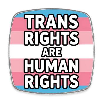 Les droits trans sont des droits humains - T-shirt Pride - Magnet carré - blanc - Devant