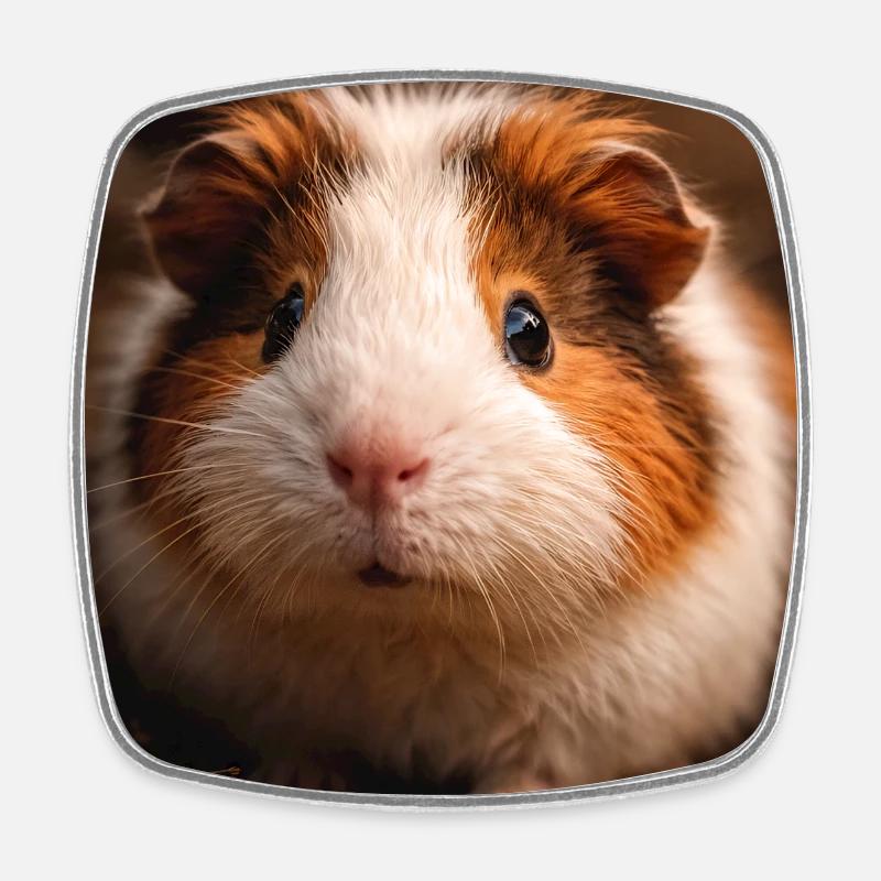 Guinea pig close-up in earthy tones - Square fridge magnet - white