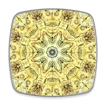 Mandala jaune-vert kaléidoscopique - Magnet carré - blanc - Devant