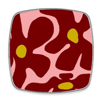 Rote Blumen Organisches Design -V2 - Viereckiger Kühlschrankmagnet - Weiß - Vorne