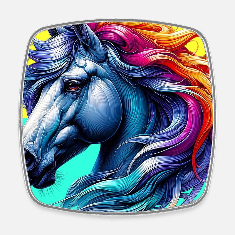 horse - Square fridge magnet - white