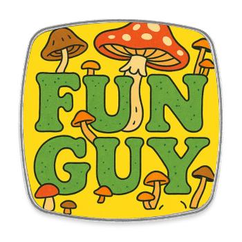 Fun Guy Pilz-Tee - Viereckiger Kühlschrankmagnet - Weiß - Vorne