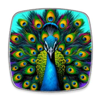 peacock - Square fridge magnet - white - Front