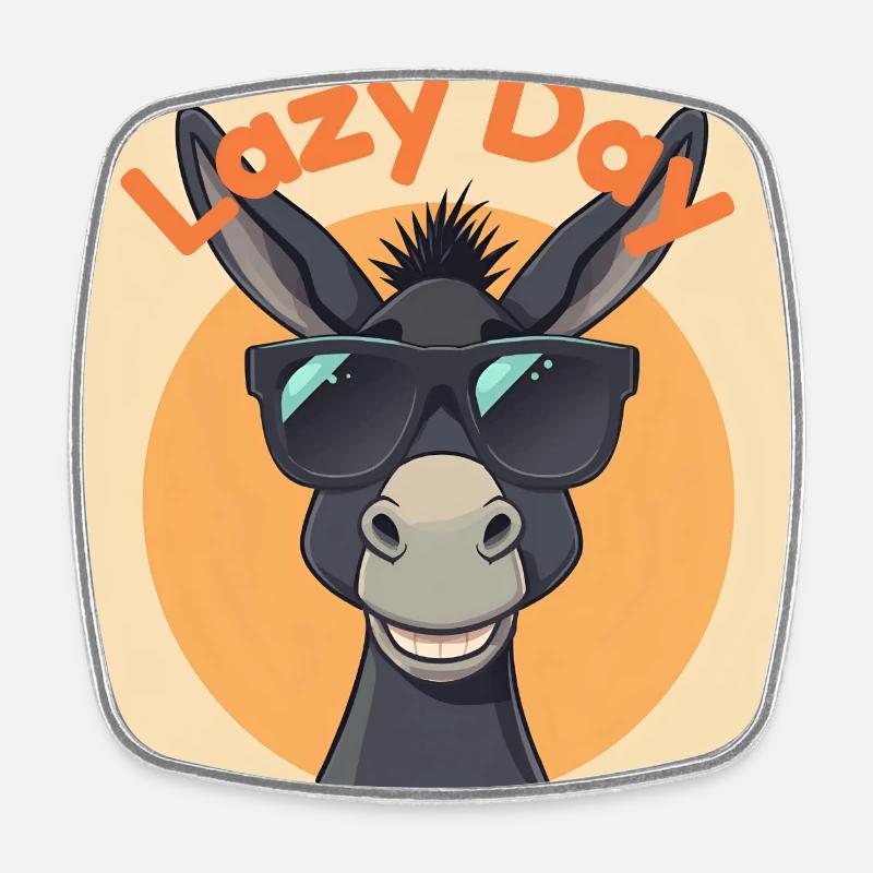 Donkey Sloth Sunglasses - Square fridge magnet - white