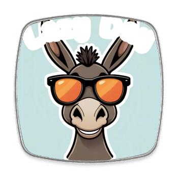 Donkey in orange summer glasses - Square fridge magnet - white - Front